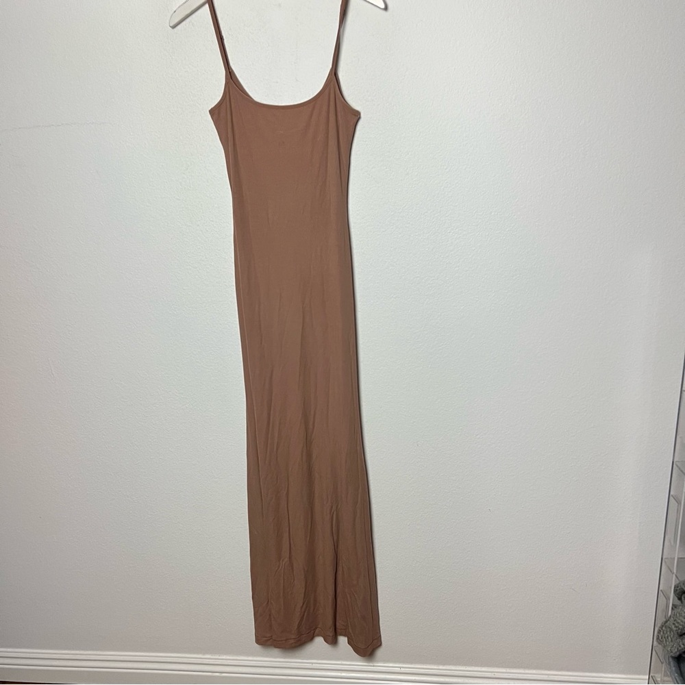 Skims soft lounge ribbed stretch-modal tan Sienna slip dress Size XL NWOT - Picture 3 of 5